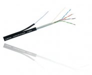 Kabel UTP CAT.5e venkovní, 4 páry CU,PVC + HDPE + závěsné lanko 